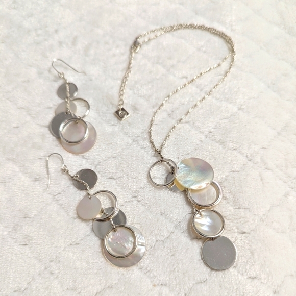 Nine West Jewelry - Vintage Nine West Silvertone and Faux Mother Of Pearl Jewelry Set